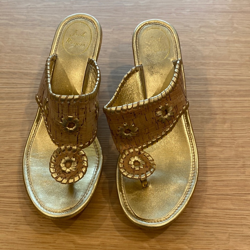 Jack rogers gold wedge sandals